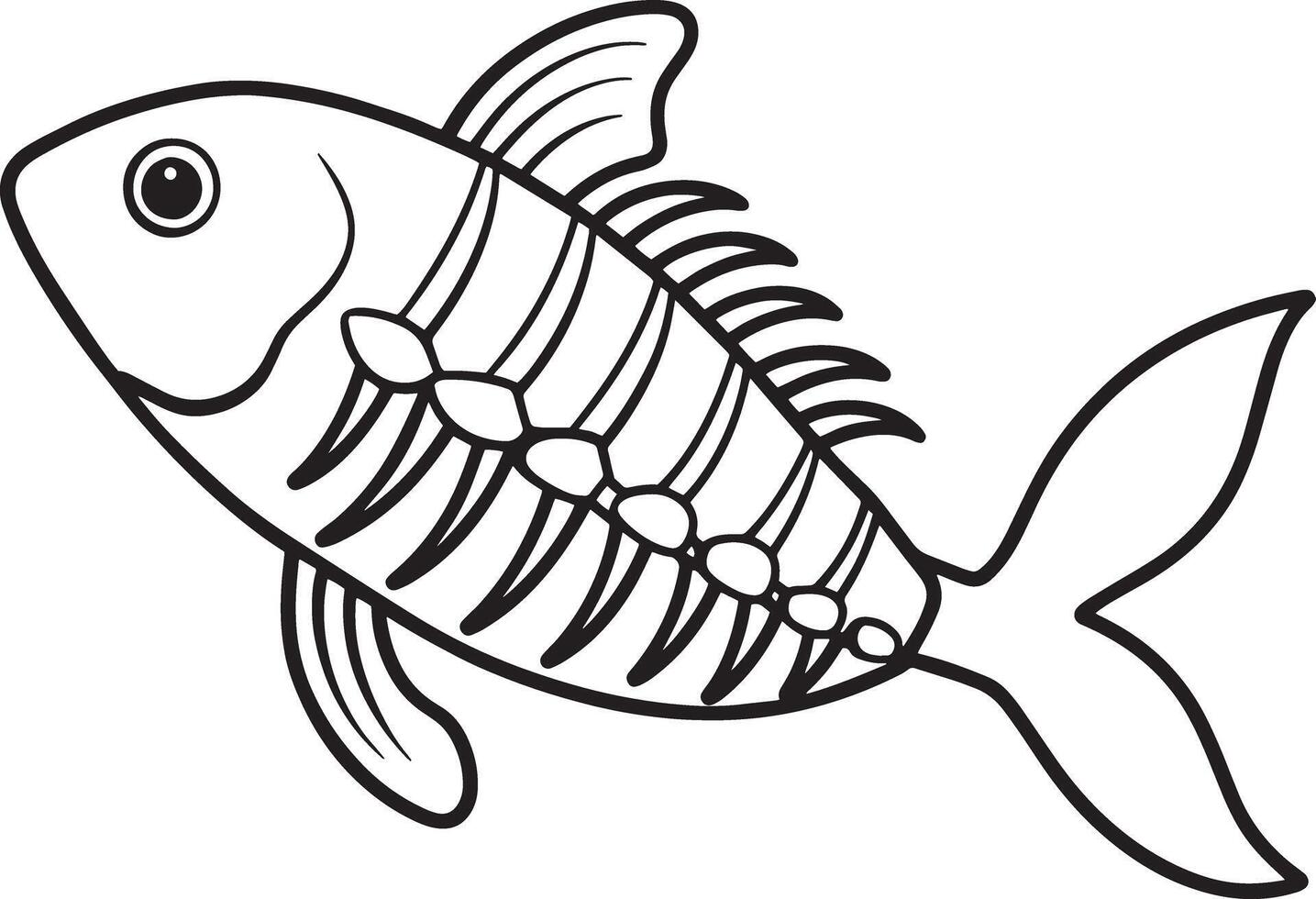 illustration of a fish bones silhouette black and white vector