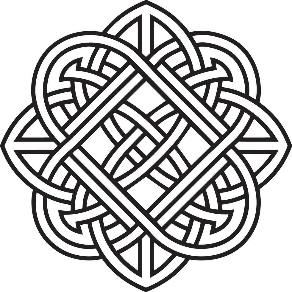 celtic knot pattern design illustration black and white vector