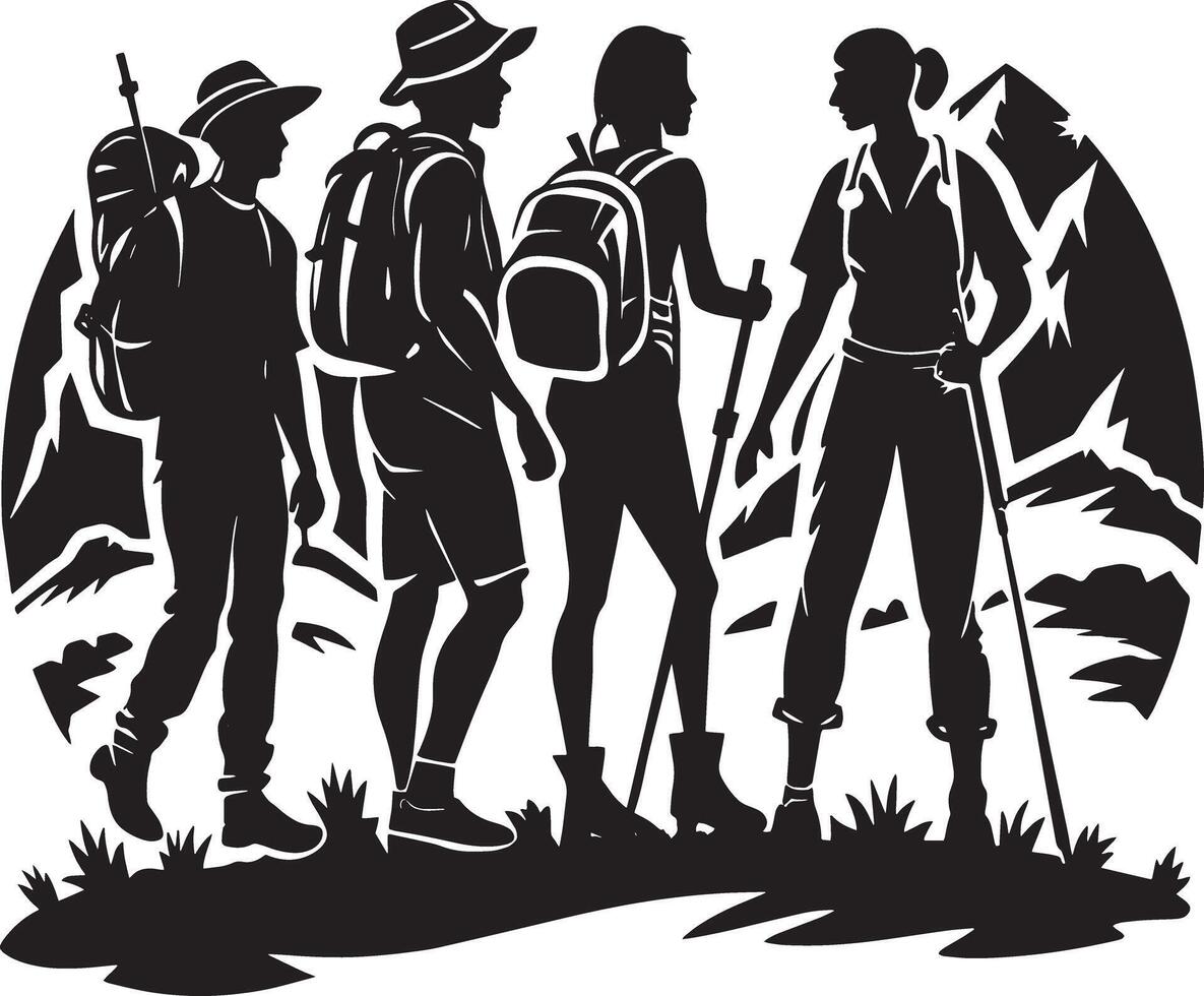 silhouette of a traveler on vacation illustration vector