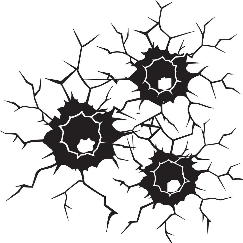 broken wall and walls with cracks illustration black and white vector