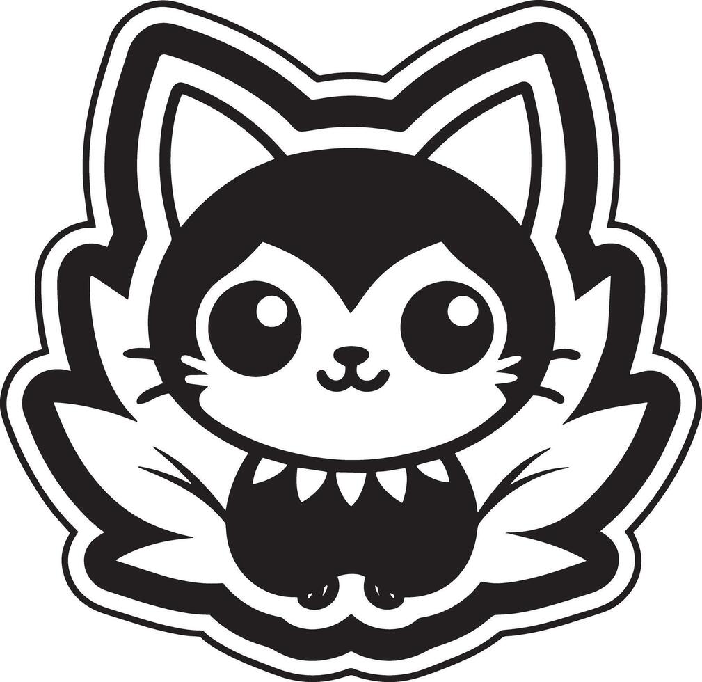 Cute pet sticker illustration black and white design vector