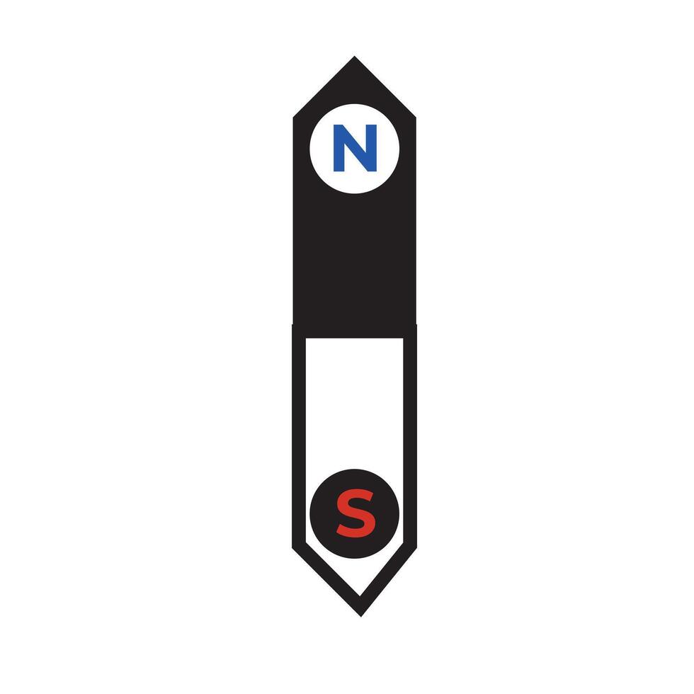 Bar magnet icon. n-pole and s-pole magnets. vector