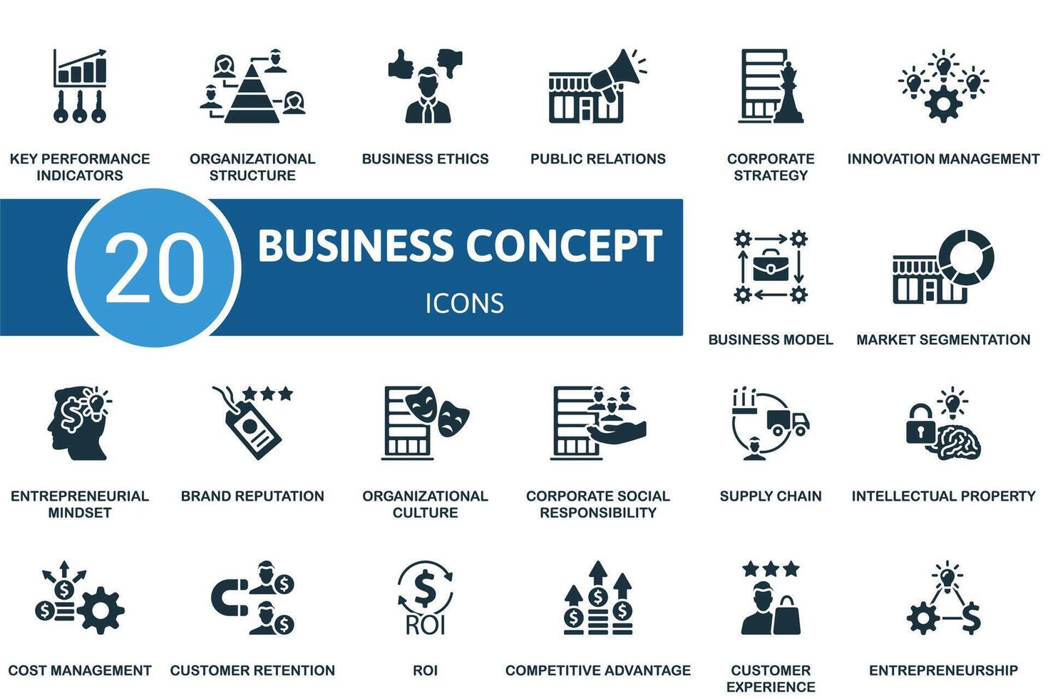 Business concept set. Creative icons. Editable elements. vector