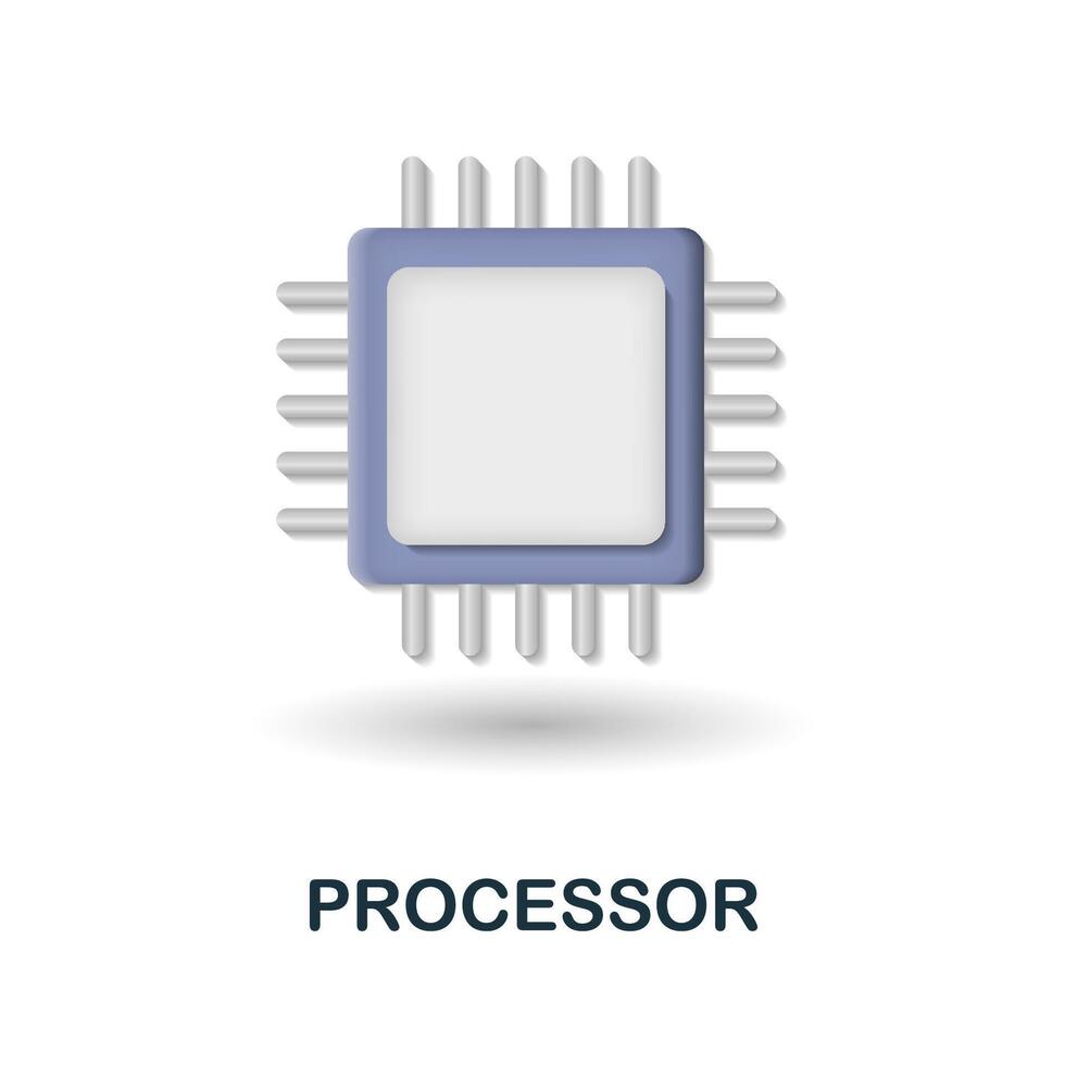 Processor icon. 3d illustration from artificial intelligence collection. Creative Processor 3d icon for web design, templates, infographics and more vector