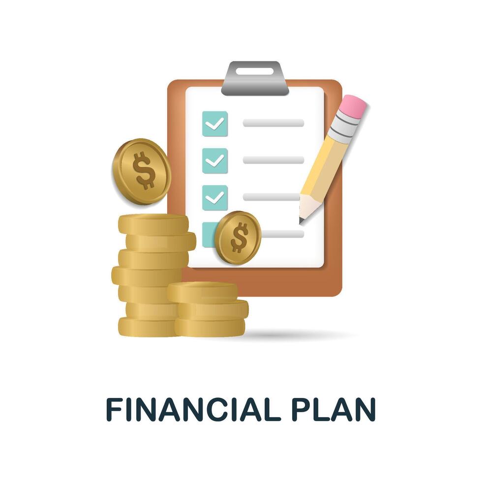 Financial Plan icon. 3d illustration from business plan collection. Creative Financial Plan 3d icon for web design, templates, infographics and more vector
