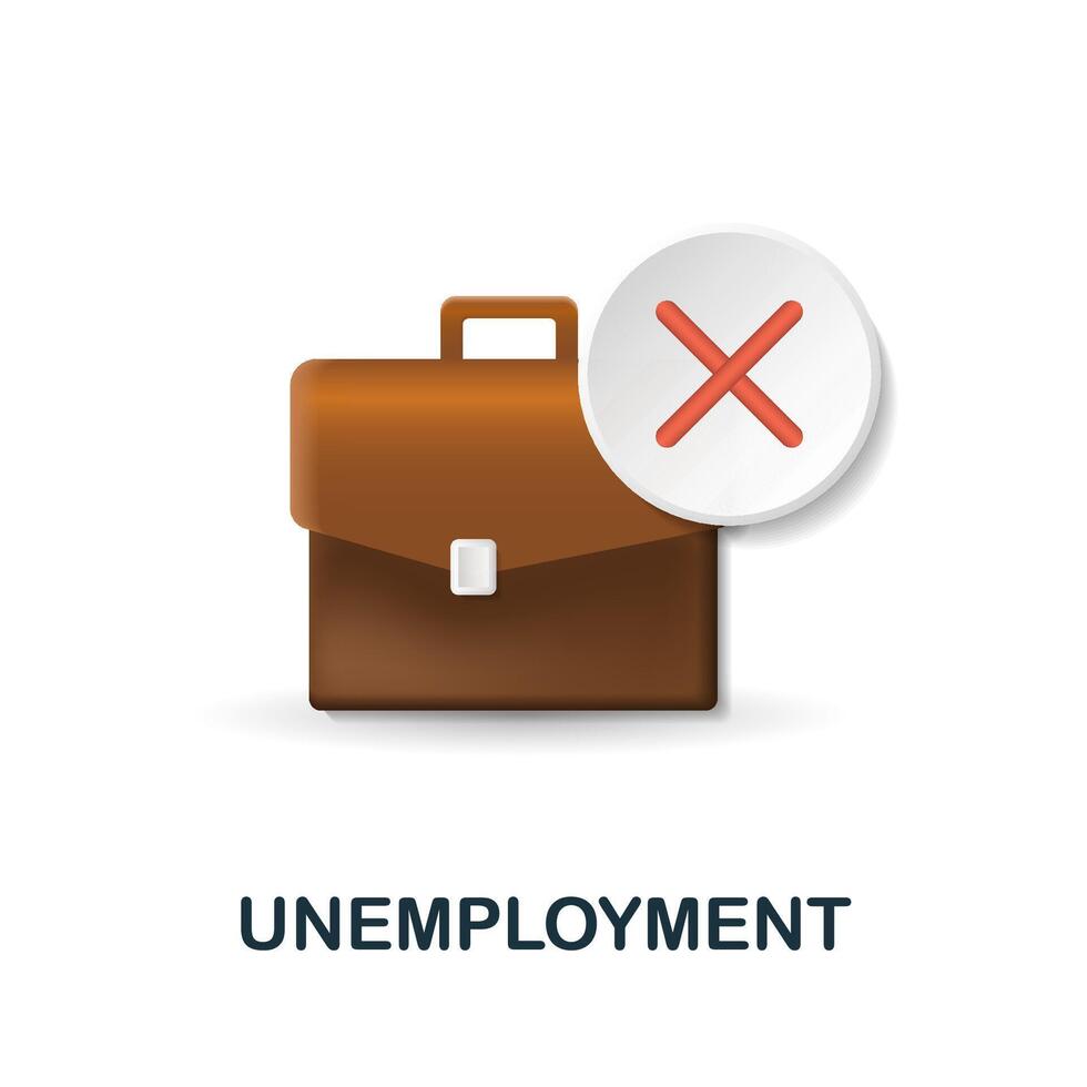 Unemployment icon. 3d illustration from economic crisis collection. Creative Unemployment 3d icon for web design, templates, infographics and more vector