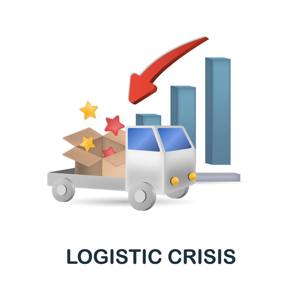 Logistic Crisis icon. 3d illustration from economic crisis collection. Creative Logistic Crisis 3d icon for web design, templates, infographics and more vector