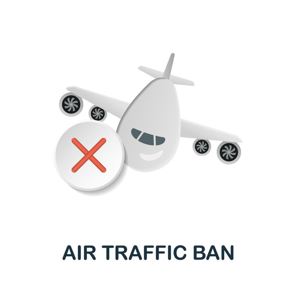 Air Traffic Ban icon. 3d illustration from economic crisis collection. Creative Air Traffic Ban 3d icon for web design, templates, infographics and more vector