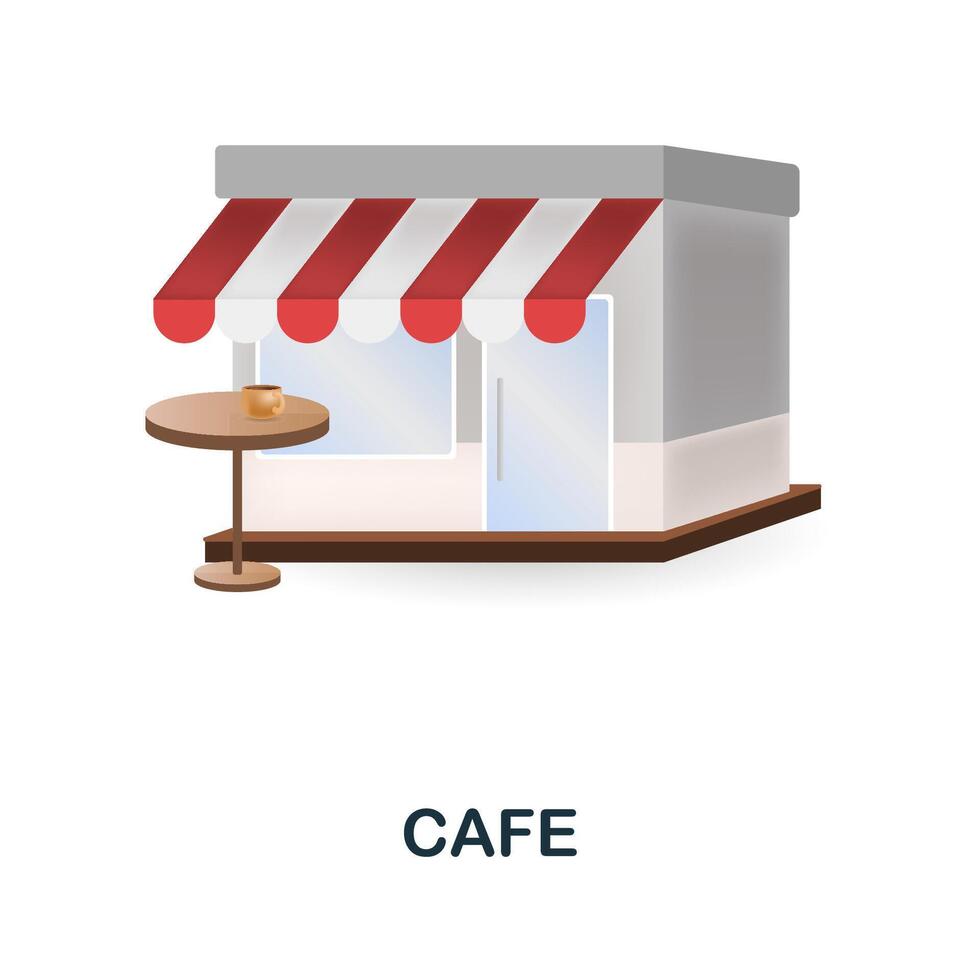 Cafe icon. 3d illustration from small business collection. Creative Cafe 3d icon for web design, templates, infographics and more vector