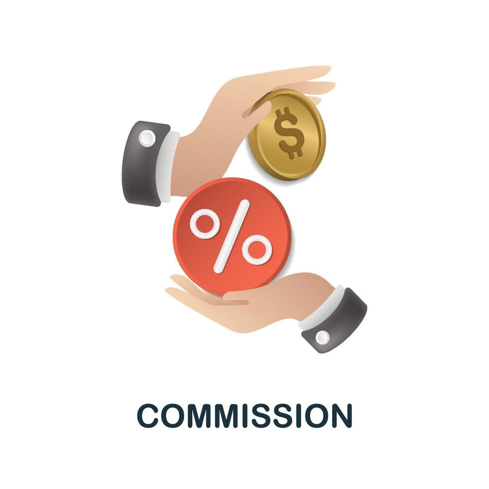 Commission icon. 3d illustration from affiliate marketing collection. Creative Commission 3d icon for web design, templates, infographics and more vector