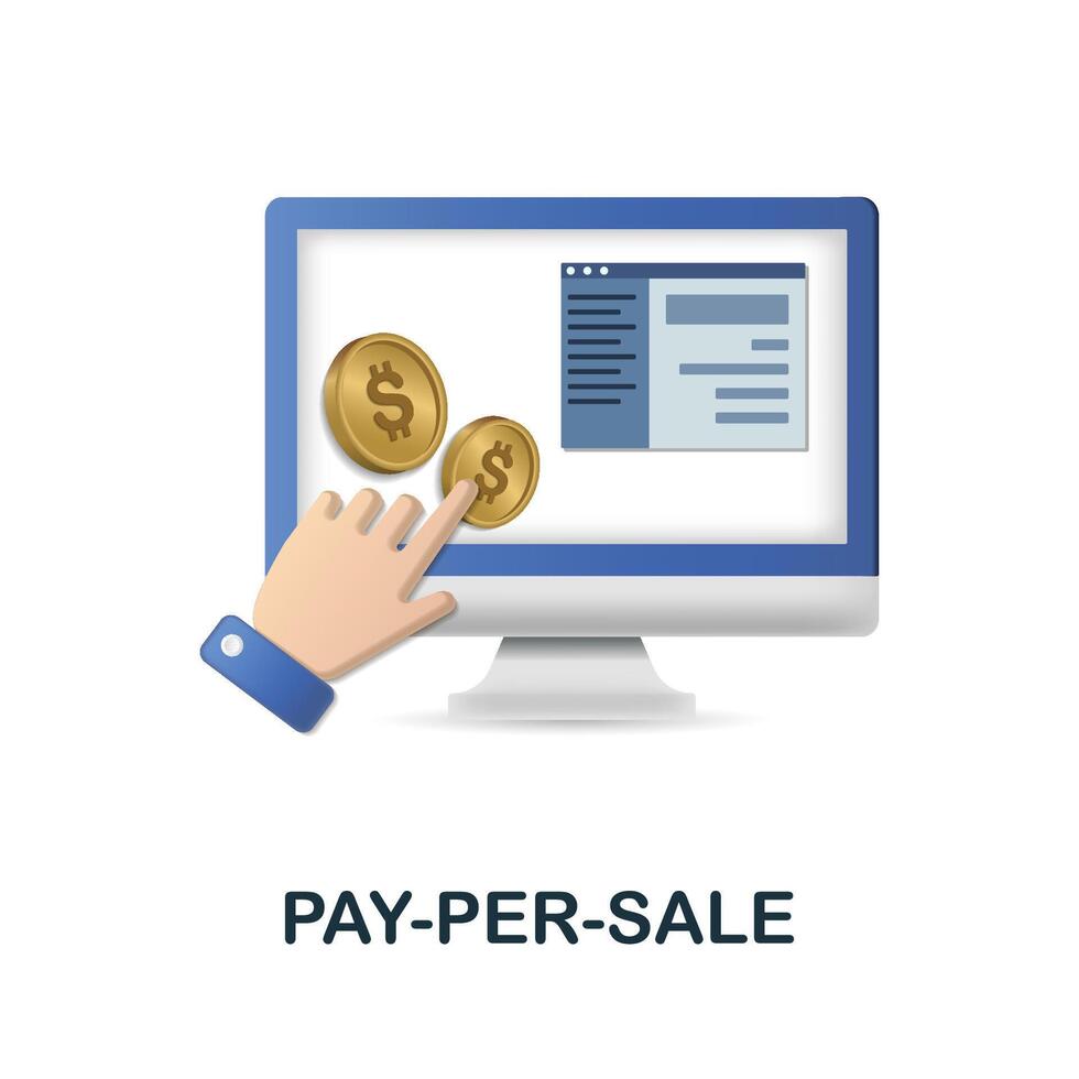 Pay-Per-Sale icon. 3d illustration from affiliate marketing collection. Creative Pay-Per-Sale 3d icon for web design, templates, infographics and more vector