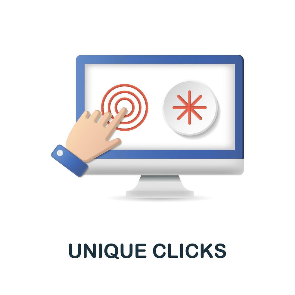 Unique Clicks icon. 3d illustration from affiliate marketing collection. Creative Unique Clicks 3d icon for web design, templates, infographics and more vector