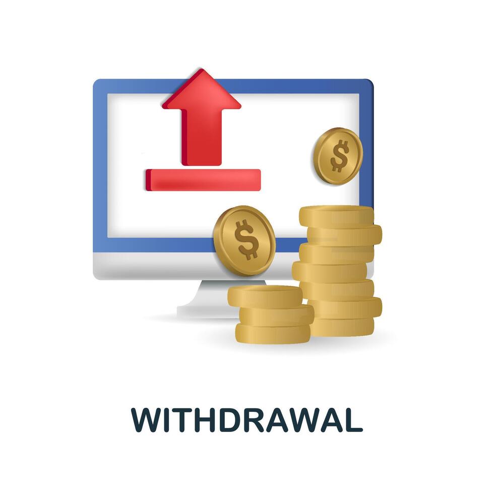 Withdrawal icon. 3d illustration from affiliate marketing collection. Creative Withdrawal 3d icon for web design, templates, infographics and more vector