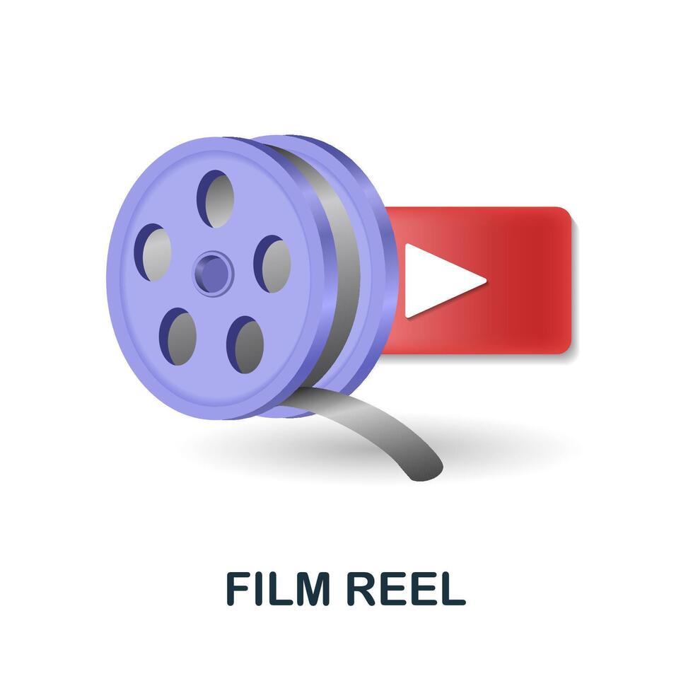 Film Reel icon. 3d illustration from blogger collection. Creative Film Reel 3d icon for web design, templates, infographics and more vector