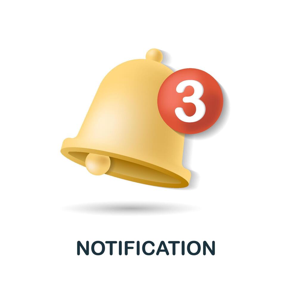 Notification icon. 3d illustration from blogger collection. Creative Notification 3d icon for web design, templates, infographics and more vector