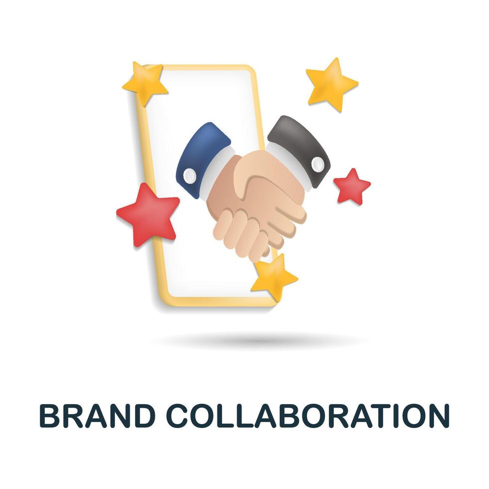 Brand Collaboration icon. 3d illustration from blogger collection. Creative Brand Collaboration 3d icon for web design, templates, infographics and more vector