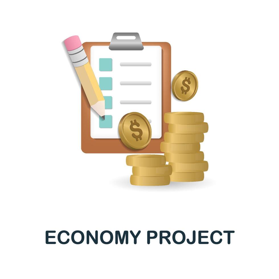 Economy Project icon. 3d illustration from business training collection. Creative Economy Project 3d icon for web design, templates, infographics and more vector