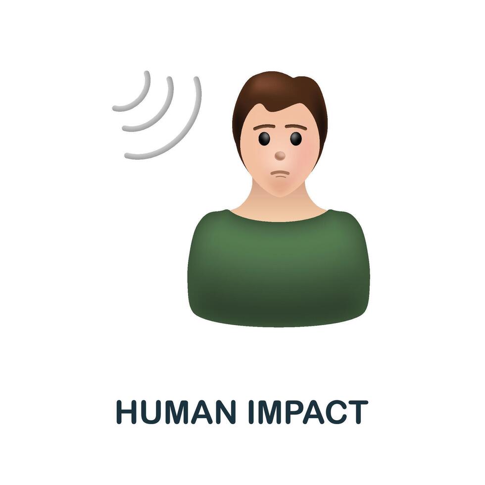 Human Impact icon. 3d illustration from climate change collection. Creative Human Impact 3d icon for web design, templates, infographics and more vector