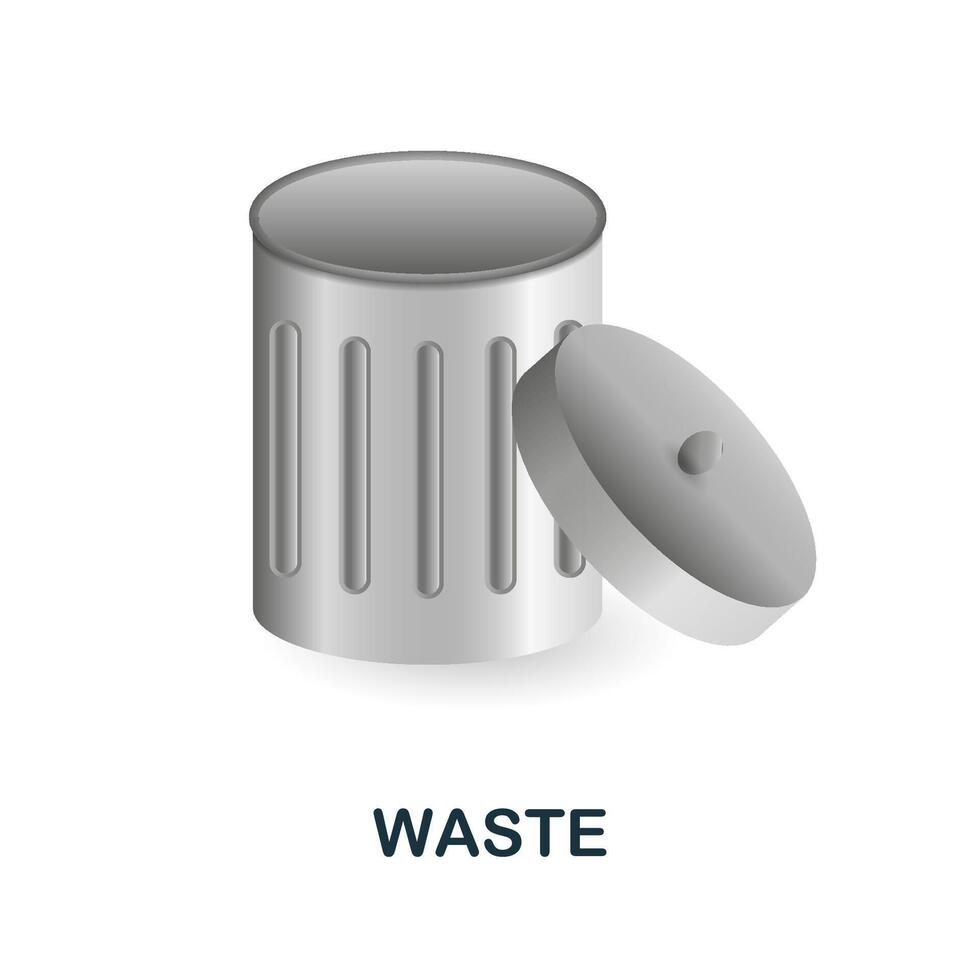 Waste icon. 3d illustration from climate change collection. Creative Waste 3d icon for web design, templates, infographics and more vector