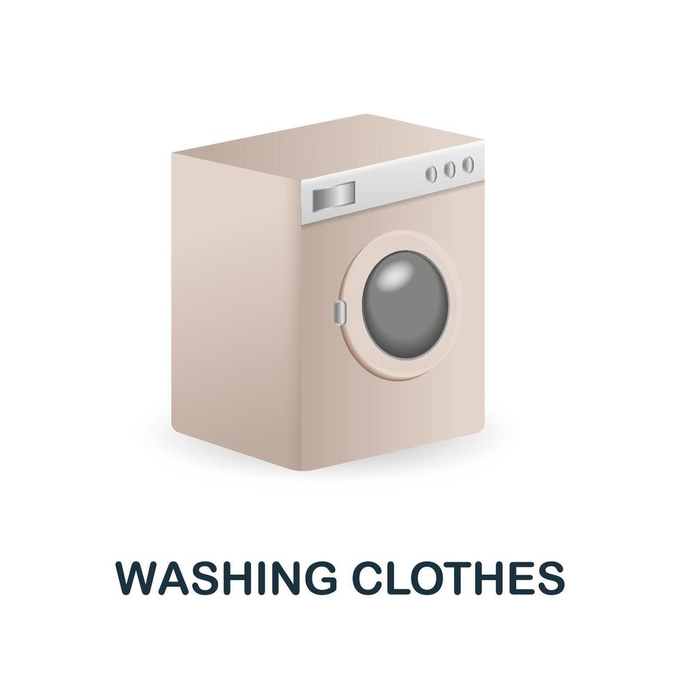 Washing Clothes icon. 3d illustration from cleaning collection. Creative Washing Clothes 3d icon for web design, templates, infographics and more vector