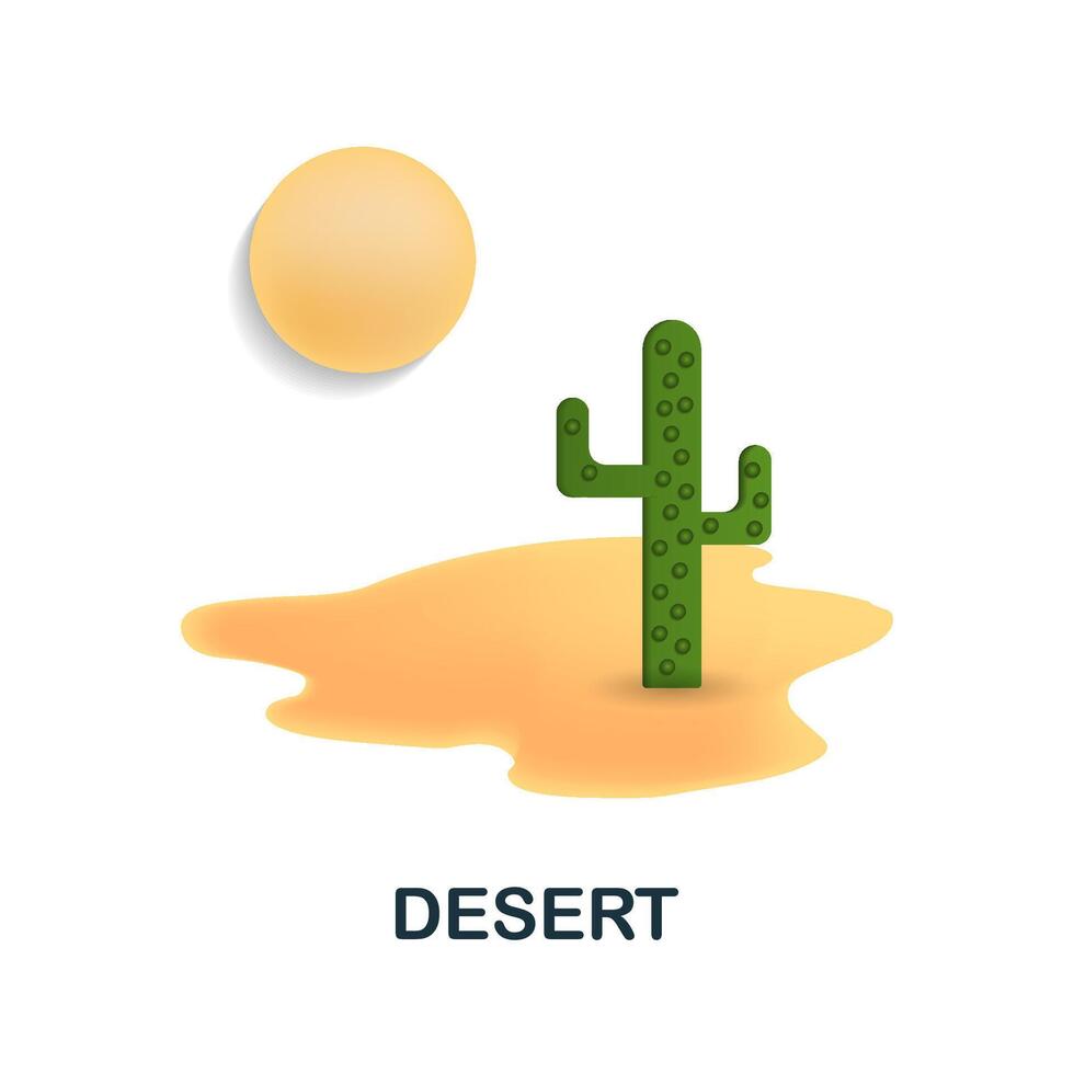 Desert icon. 3d illustration from climate change collection. Creative Desert 3d icon for web design, templates, infographics and more vector