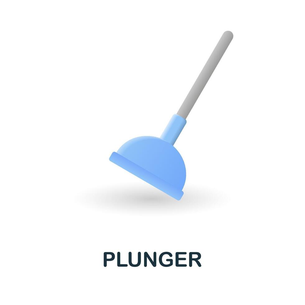 Plunger icon. 3d illustration from cleaning collection. Creative Plunger 3d icon for web design, templates, infographics and more vector