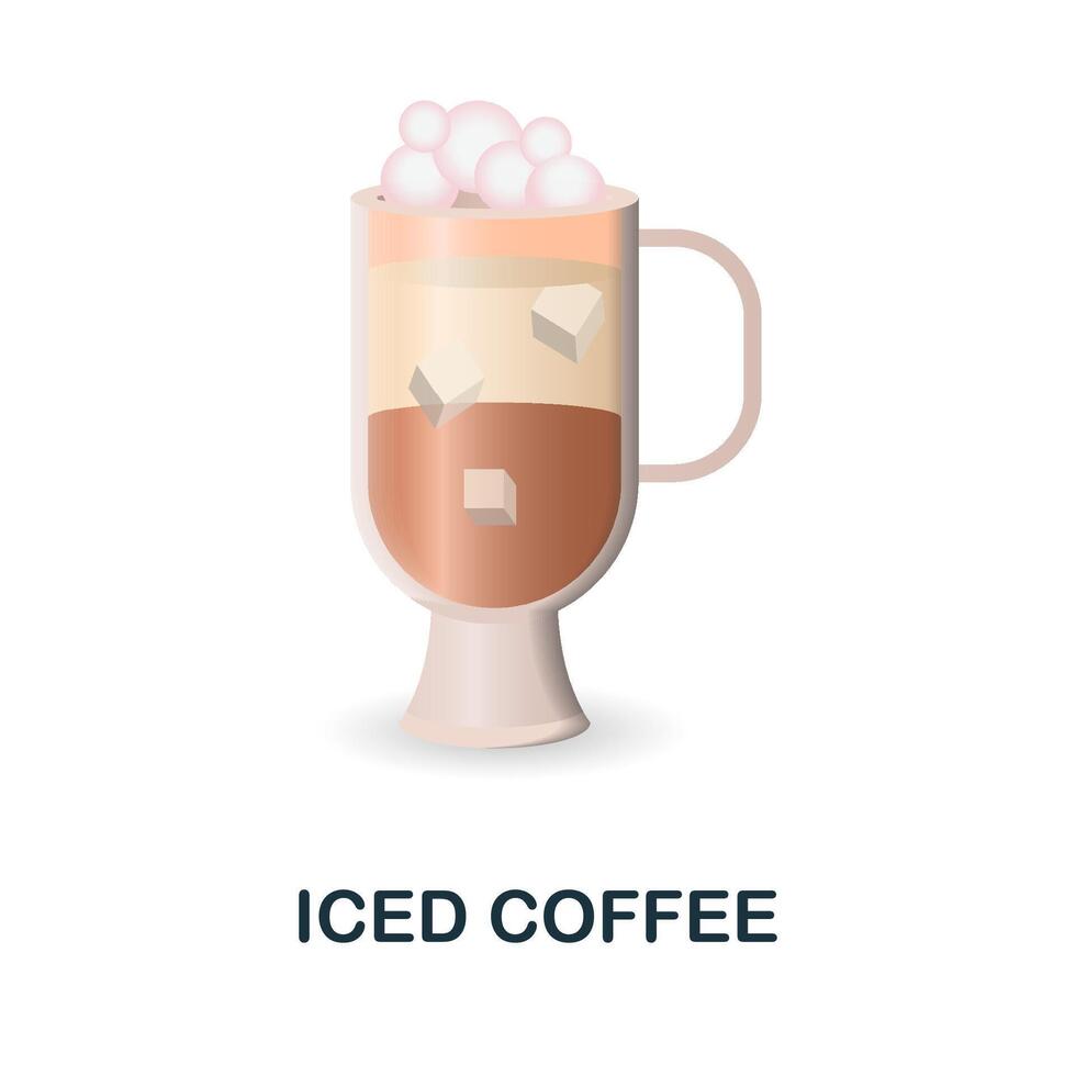 Iced Coffee icon. 3d illustration from coffee collection. Creative Iced Coffee 3d icon for web design, templates, infographics and more vector