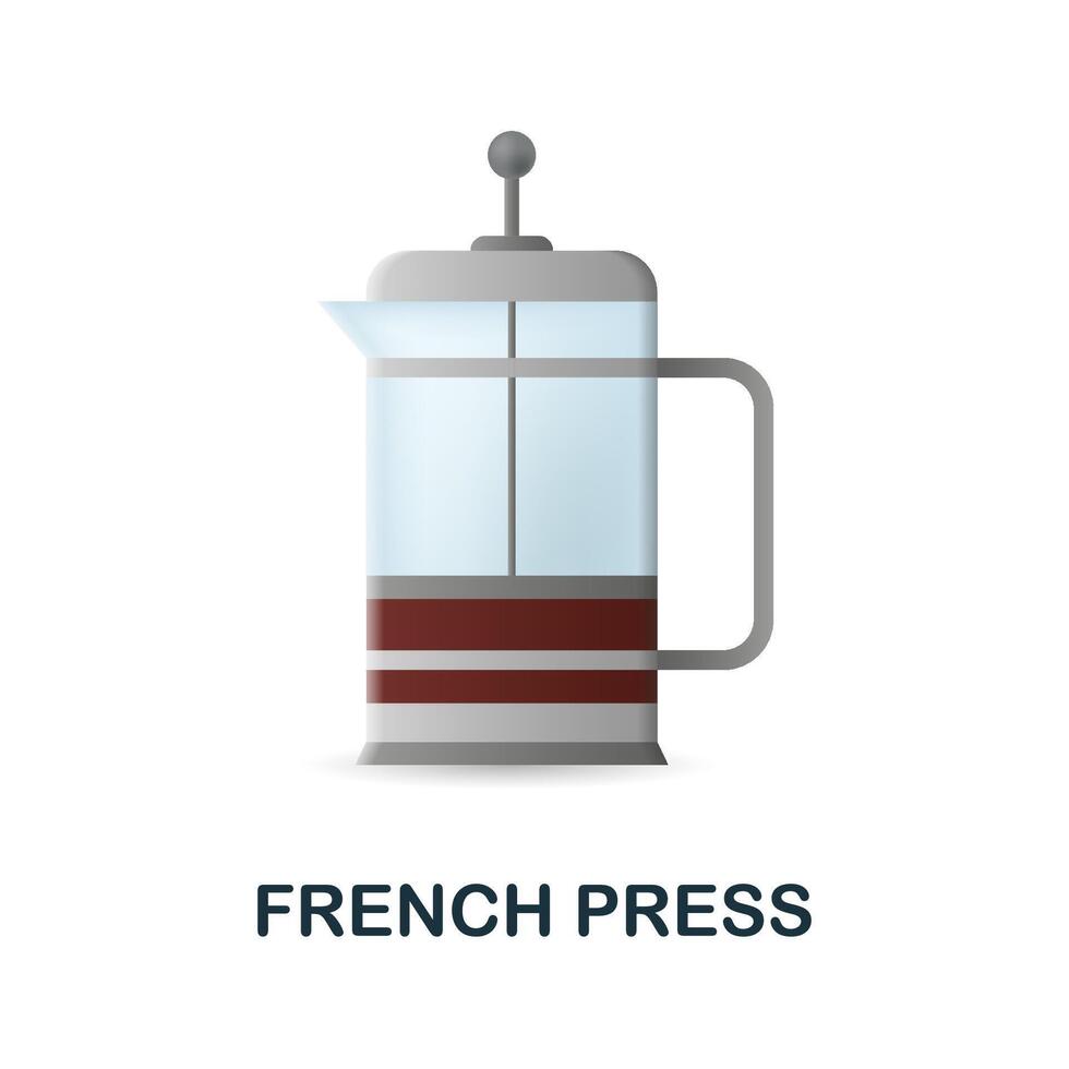 French Press icon. 3d illustration from coffee collection. Creative French Press 3d icon for web design, templates, infographics and more vector