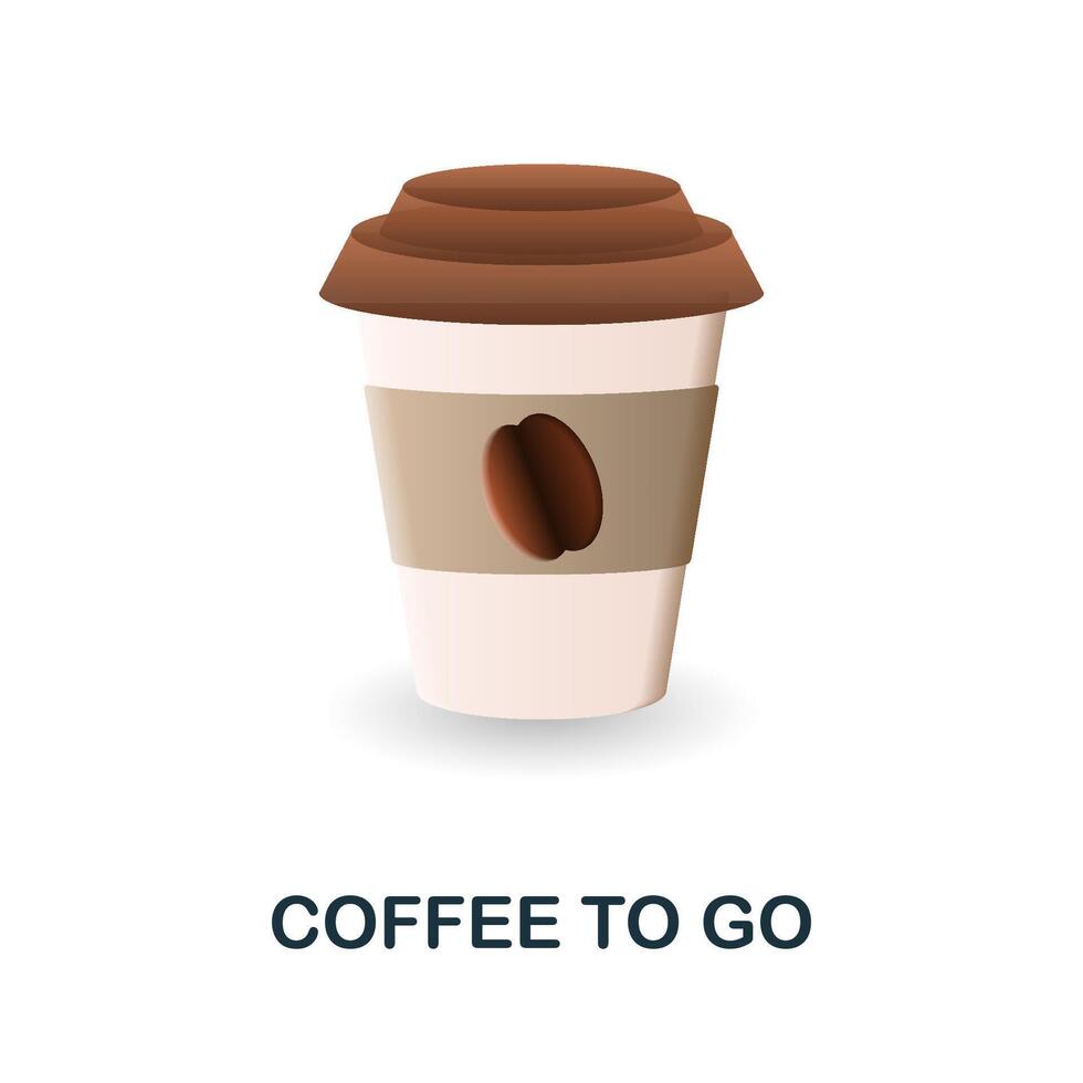 Coffee To Go icon. 3d illustration from coffee collection. Creative Coffee To Go 3d icon for web design, templates, infographics and more vector