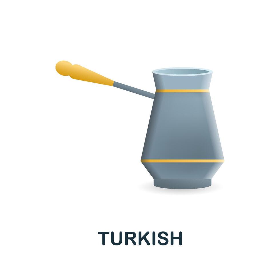 Turkish coffee icon. 3d illustration from coffee collection. Creative Turkish coffee 3d icon for web design, templates, infographics and more vector