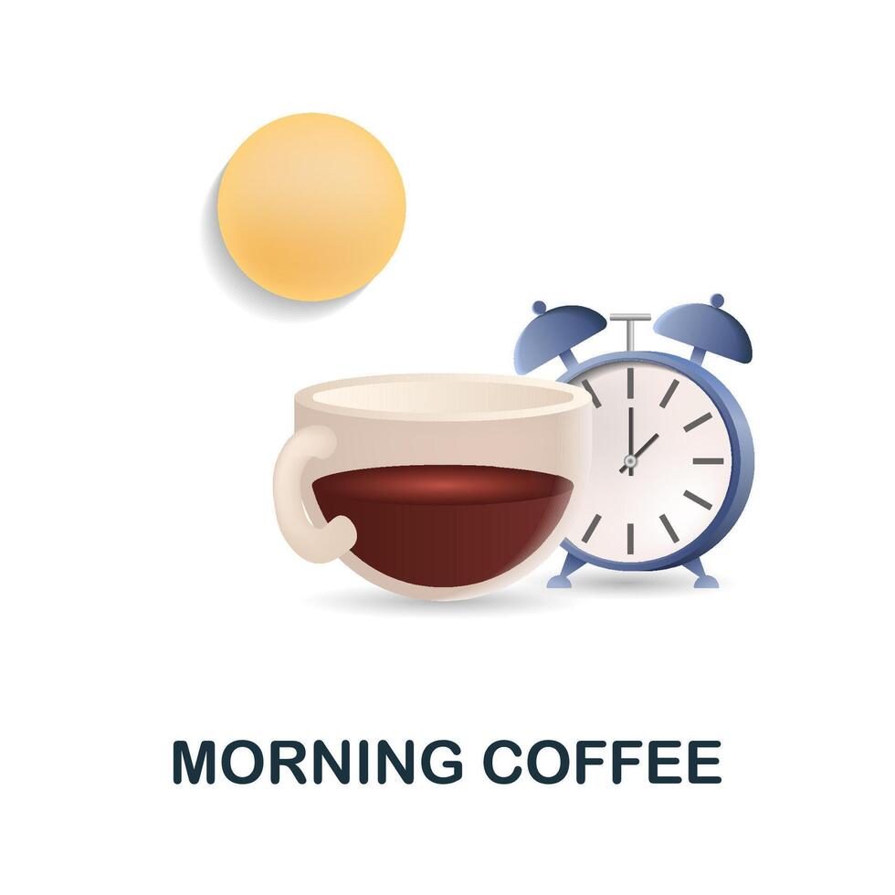 Morning Coffee icon. 3d illustration from coffee collection. Creative Morning Coffee 3d icon for web design, templates, infographics and more vector