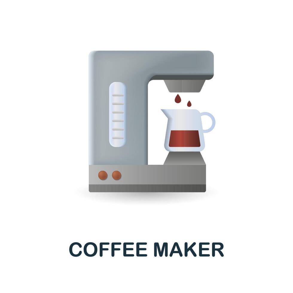 Coffee Maker icon. 3d illustration from coffee collection. Creative Coffee Maker 3d icon for web design, templates, infographics and more vector