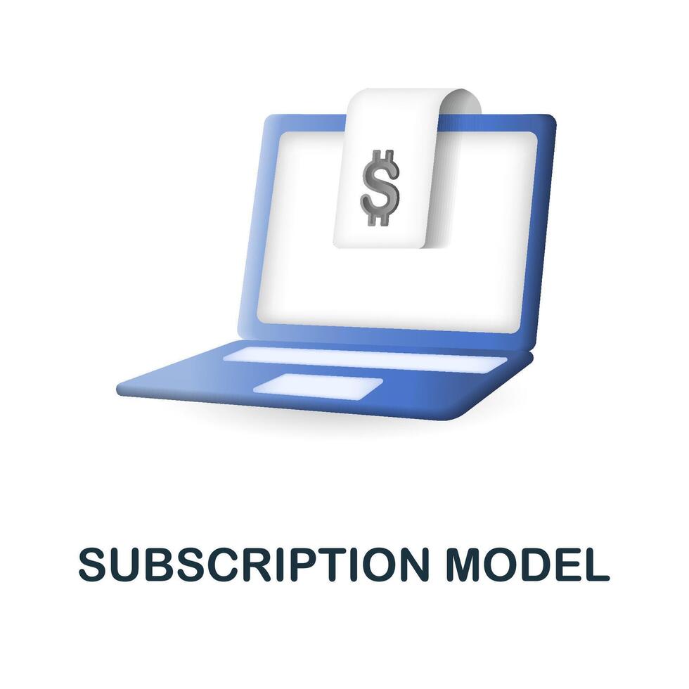 Subscription Model icon. 3d illustration from content marketing collection. Creative Subscription Model 3d icon for web design, templates, infographics and more vector