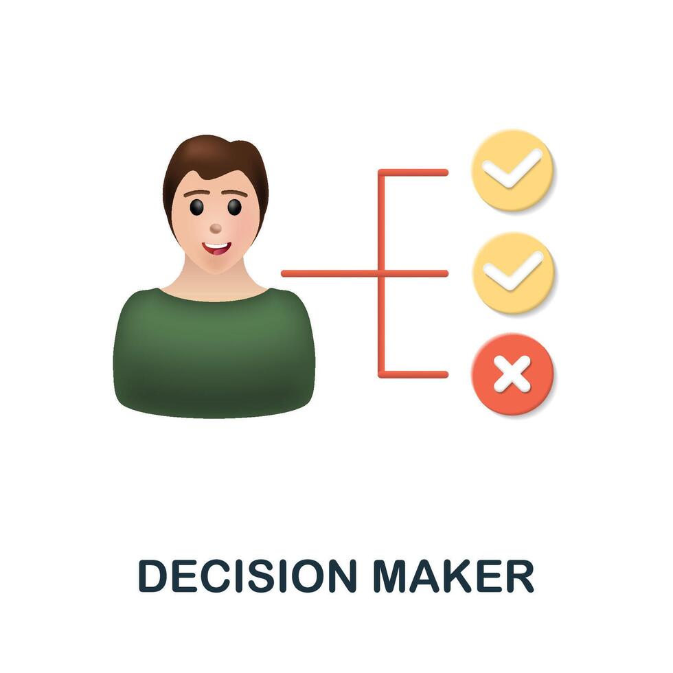 Decision Maker icon. 3d illustration from corporate development collection. Creative Decision Maker 3d icon for web design, templates, infographics and more vector