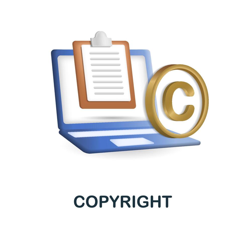 Copyright icon. 3d illustration from content marketing collection. Creative Copyright 3d icon for web design, templates, infographics and more vector