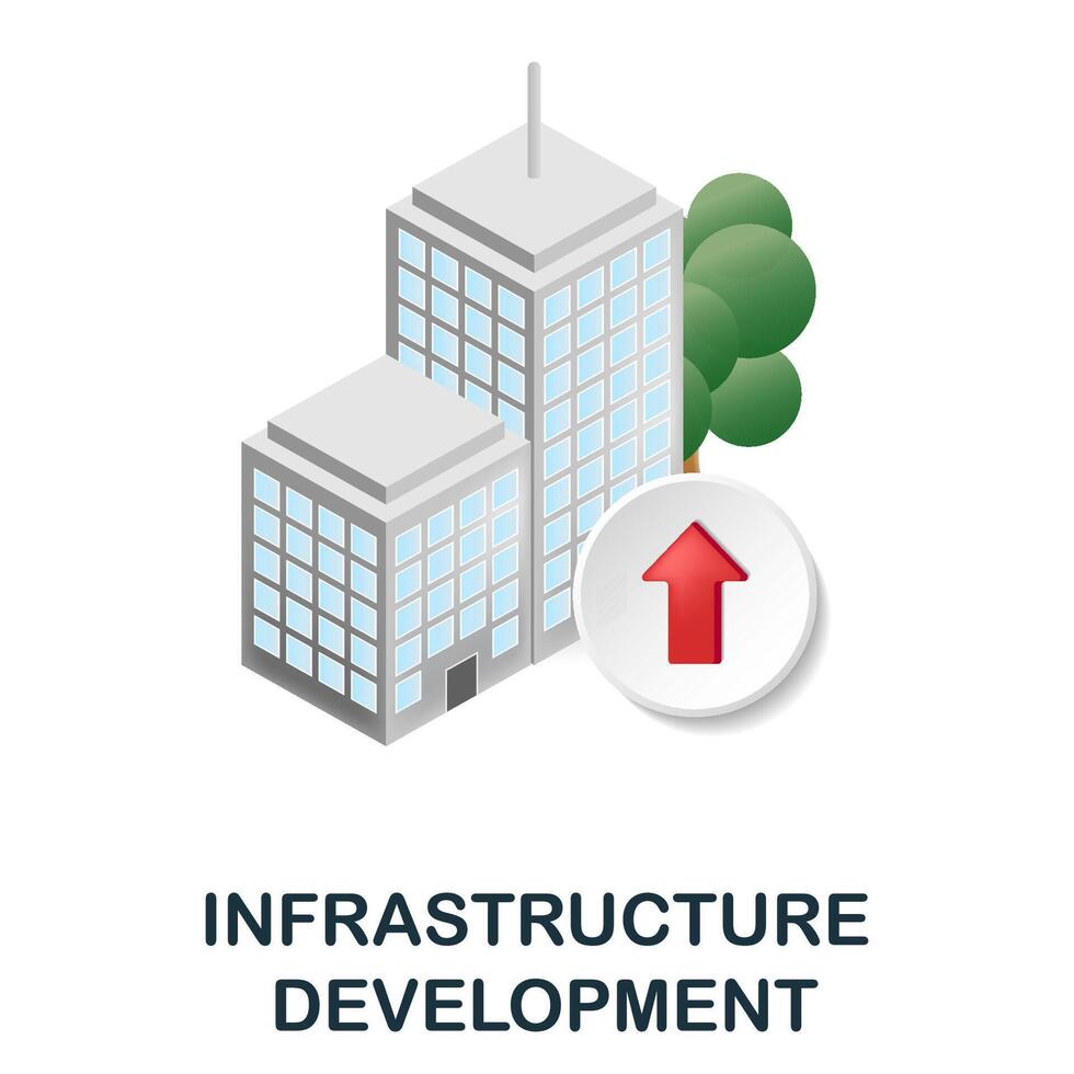 Infrastructure Development icon. 3d illustration from corporate development collection. Creative Infrastructure Development 3d icon for web design, templates, infographics and more vector