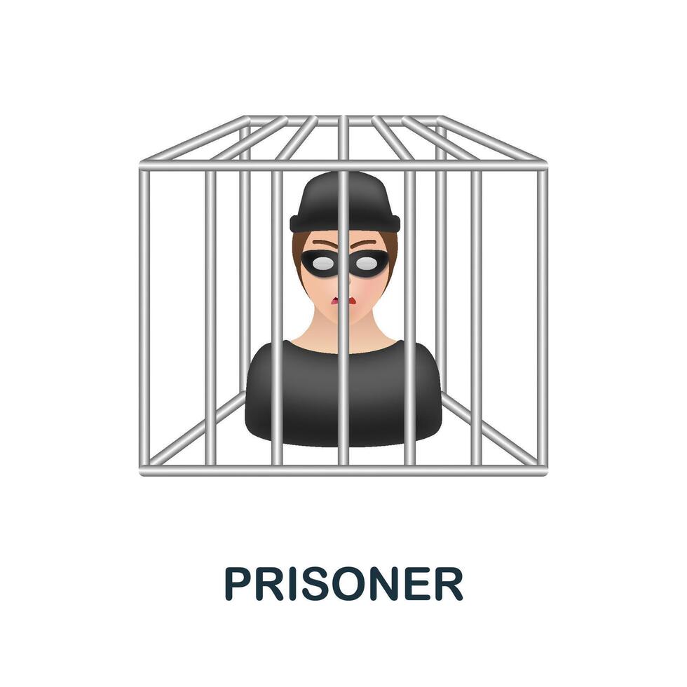 Prisoner icon. 3d illustration from crime collection. Creative Prisoner 3d icon for web design, templates, infographics and more vector