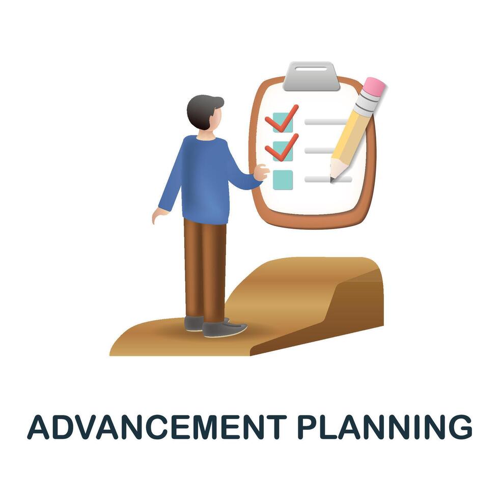 Advancement Planning icon. 3d illustration from corporate development collection. Creative Advancement Planning 3d icon for web design, templates, infographics and more vector