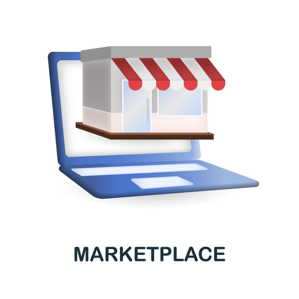 Marketplace icon. 3d illustration from crowdfunding collection. Creative Marketplace 3d icon for web design, templates, infographics and more vector