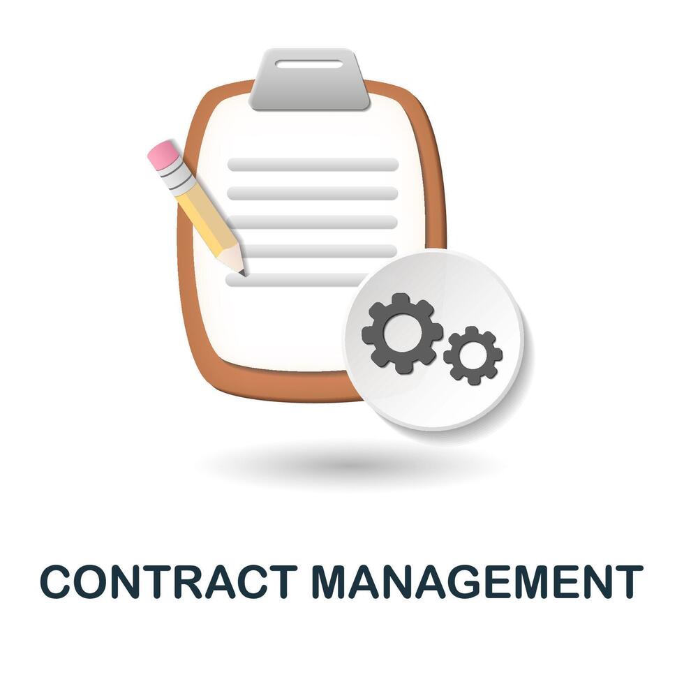 Contract Management icon. 3d illustration from customer relationship collection. Creative Contract Management 3d icon for web design, templates, infographics and more vector