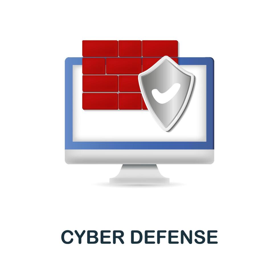 Cyber Defense icon. 3d illustration from cybercrime collection. Creative Cyber Defense 3d icon for web design, templates, infographics and more vector