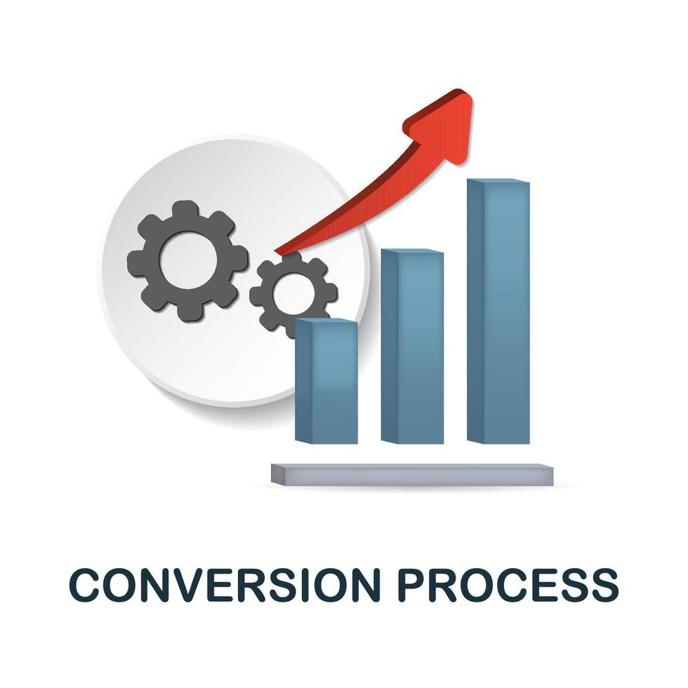 Conversion Process icon. 3d illustration from customer relationship collection. Creative Conversion Process 3d icon for web design, templates, infographics and more vector