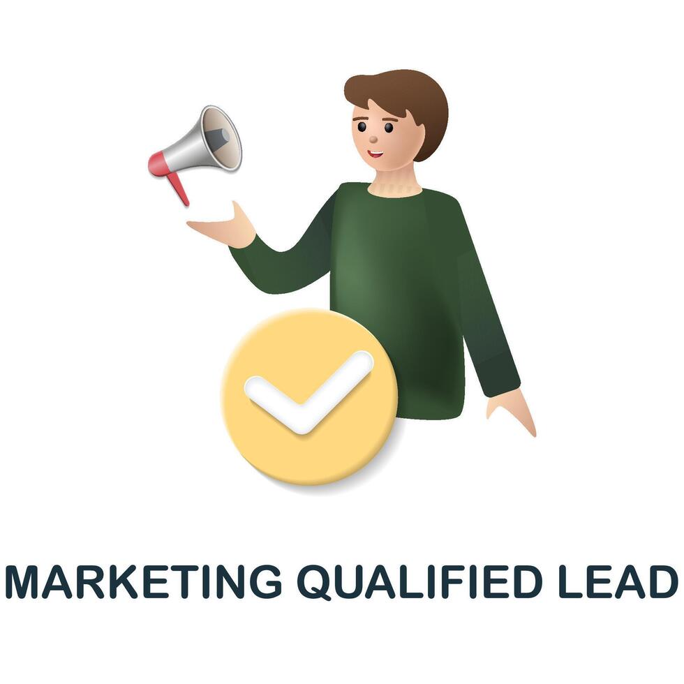 Marketing Qualified Lead icon. 3d illustration from customer relationship collection. Creative Marketing Qualified Lead 3d icon for web design, templates, infographics and more vector
