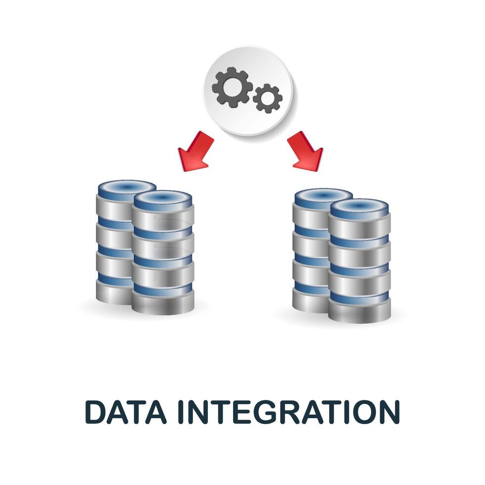 Data Integration icon. 3d illustration from data science collection. Creative Data Integration 3d icon for web design, templates, infographics and more vector