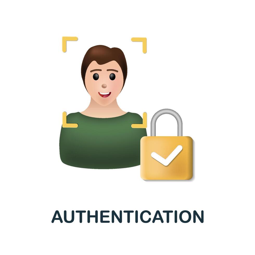 Authentication icon. 3d illustration from cybercrime collection. Creative Authentication 3d icon for web design, templates, infographics and more vector
