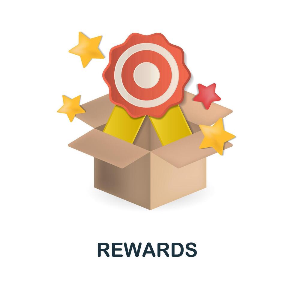 Rewards icon. 3d illustration from crowdfunding collection. Creative Rewards 3d icon for web design, templates, infographics and more vector