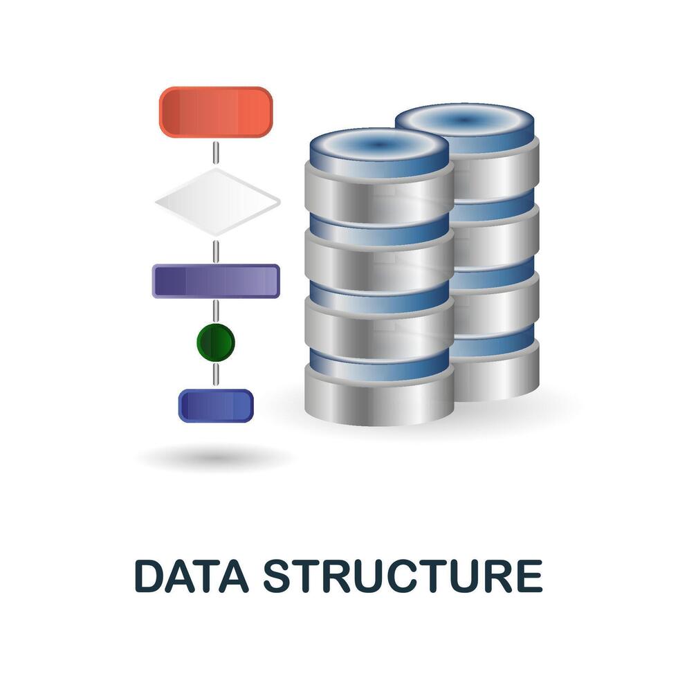 Data Structure icon. 3d illustration from data science collection. Creative Data Structure 3d icon for web design, templates, infographics and more vector