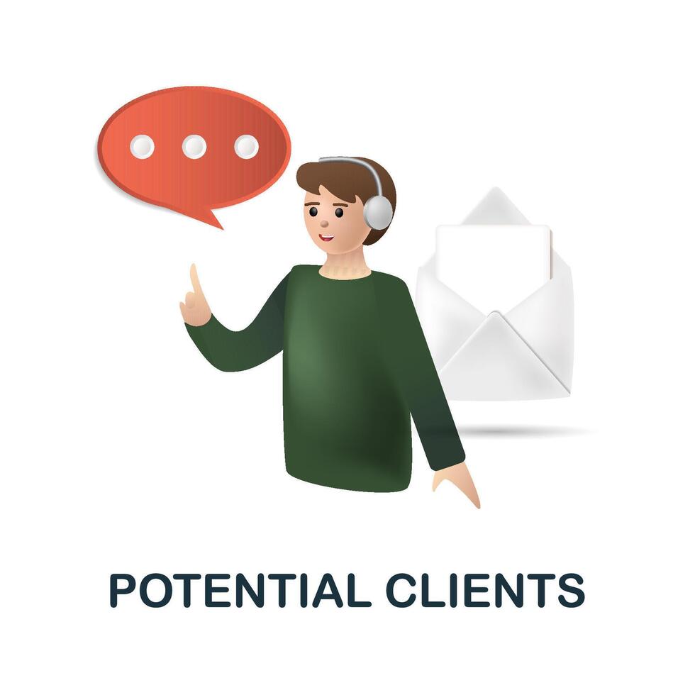 Potential Clients icon. 3d illustration from data science collection. Creative Potential Clients 3d icon for web design, templates, infographics and more vector