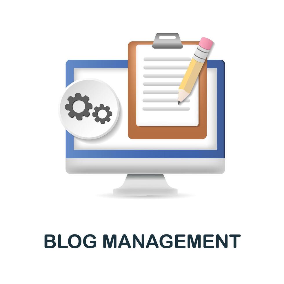 Blog Management icon. 3d illustration from digital marketing collection. Creative Blog Management 3d icon for web design, templates, infographics and more vector