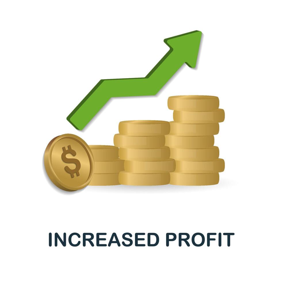 Increased Profit icon. 3d illustration from economic collection. Creative Increased Profit 3d icon for web design, templates, infographics and more vector